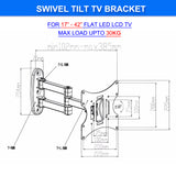 Full Motion TV Wall Bracket Swivel Tilt 17"-42" LCD LED Plasma TV Monitor VESA Bracket compatible with VESA 400X400 30kg Capacity