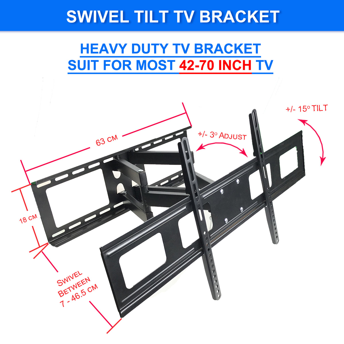 Full Motion Articulating Swivel Tilt LCD LED Flat TV Wall Mount Bracke ...