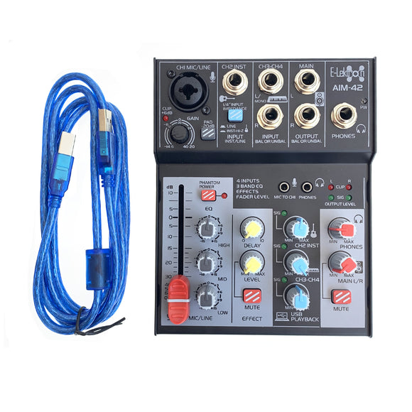 E-lektron 4 Channel Audio Interface Mixer mixing console for recoding singing conference