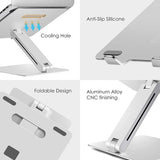 DL Foldable Laptop Stand Riser Ergonomic Desk Mount Aluminum Alloy Height & Tilt Adjustable Compatible with 10-17‚Äú Notebook MacBook Max Load 8kg