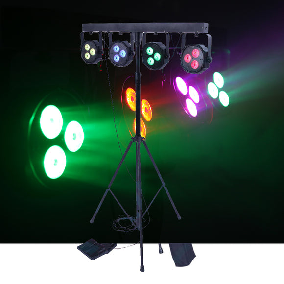 CR Lite Power Party Bar Stage Wash Package come with Stand and Carry Bag DJ 4 Bar LED Par can Pack 12x9W TRI Powerful LED