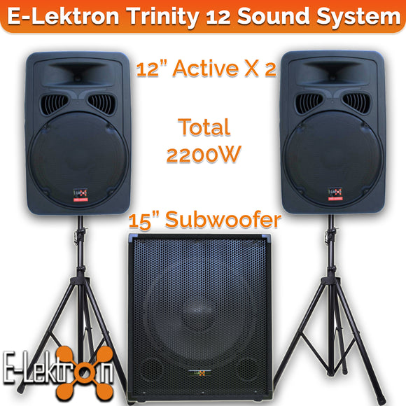 E-Lektron Trinity12 2200W Bluetooth Sound System with 2X12