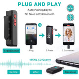 2.4G Wireless Microphone with charging case clip-on plug & play for iPhone iPad Android live stream zoom video recording