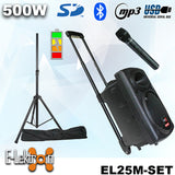E-lektron 10 Inch Speaker Set 500W Mobile PA Sound System Battery Bluetooth Portable With 1 Wireless Microphones with Stand