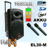 E-lektron 12" Inch Portable Speaker Set 700W Mobile PA Sound System Battery Bluetooth With 2 Wireless Microphones and Stand