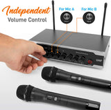 E-Lektron Portable UHF Tunable Wireless Karaoke Microphone System 2xHandheld For PA DJ Party