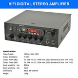 KAD-2BT DJ PA HiFi Digital Stereo Amplifier Bluetooth USB SD FM Class D 200W 2 x Mic