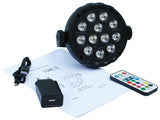 CR-Lite portable 12 X 1W RGBW LED Parcan spotlight with USB type C port