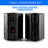E-Lektron 6.5" inch Black Passive Speakers Pair 260w Wall Mount Bracket 2 Way Bookshelf Stereo DJ PA